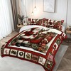 Vintage style Santa Claus Quilt set, eaturing Santa Claus and reindeer patterns,providing warmth and comfort, suitable for winter use - 2 of 4