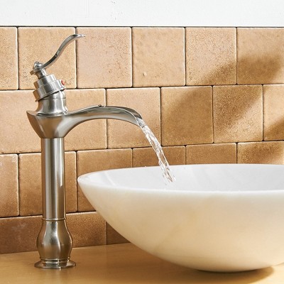 Brushed Nickel Single-Handle Waterfall Vessel Bathroom Faucet
