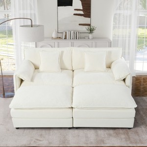 DOMETOUR Deep Seat Sectional Cloud Sofa with 2 Ottomans & Soft Pillows, Loveseat Modular Couch for Living Room, Apartment,DIY Combination - 1 of 4