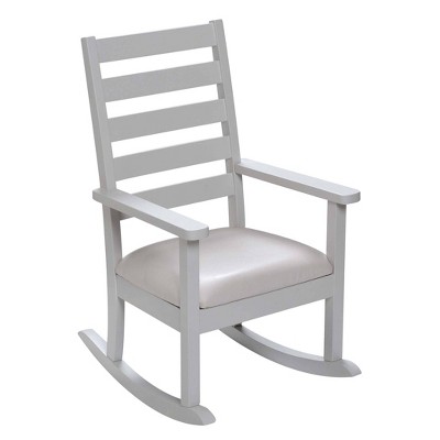 Kids' Ladder Back Rocking Chair with Leatherette Upholstered Seat White - Gift Mark