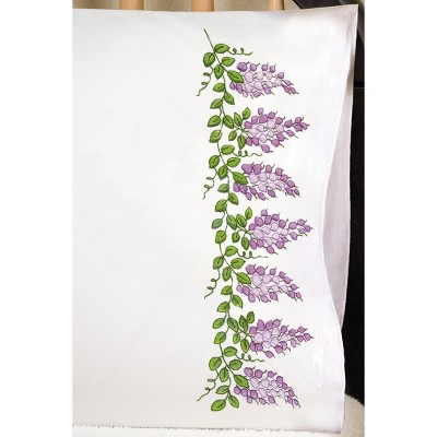 Tobin Stamped For Embroidery Pillowcase Pair 20"X30"-Wisteria