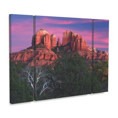 Mike Jones Photo 'Sedona Cathedral Rock Dusk' Multi Panel Art Set Large 3 Piece