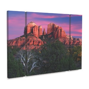 Mike Jones Photo 'Sedona Cathedral Rock Dusk' Multi Panel Art Set Large 3 Piece - 1 of 2