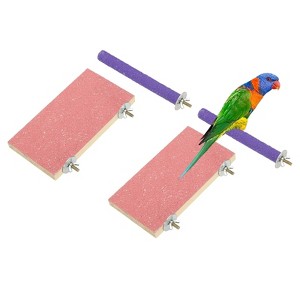 Unique Bargains Bird Perch Stand Wooden Parrot Perch Stand Toy Paw Grinding Stick Bird Cage Accessories 4 Pcs - 1 of 4