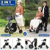 Lycvki Foldable 2 in 1 Rollator Walker with Brakes and Adjustable Seat, Handle - 2 of 4