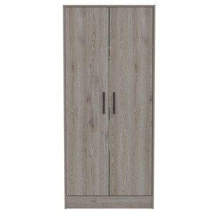 SEVOBAL Armoires 71 Inch Armoire with Two Shelves Double Doors Metal Rod and One Drawer for Bedroom Storage, Gray, 31.5"*19.7"*71.1" - 1 of 4
