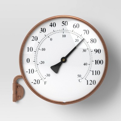 Indoor/Outdoor Analog Thermometer Brushed Copper - Smith & Hawken™