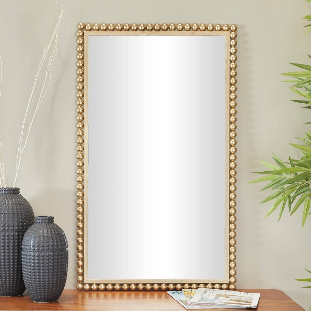Photos - Wall Mirror Metal  with Beaded Detailing Gold - CosmoLiving by Cosmopolitan