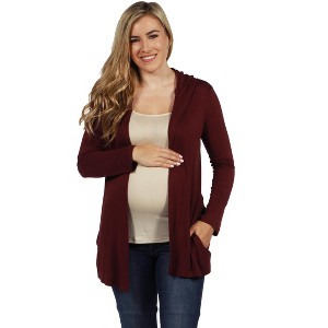 Maternity Open Front Lightweight Hooded Cardigan - 24seven Comfort Apparel™ - 1 of 3