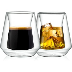 NutriChef 2 Pcs. Double-Wall Insulated Glasses - Clear Glass Cups, 8 Ounces Each - 1 of 4