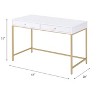 PAGED Computer Desk Modern Simple Office Desk with 2 Storage Drawers and Gold Metal Legs for Work - 2 of 4