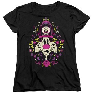 Women's Looney Tunes Sylvester Tweety Halloween T-Shirt, Black, Small - 1 of 4