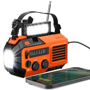 FosPower Solar Crank Radio Model A6 for Emergency with AM/FM/WB Flashlight, Reading Lamp, SOS Alarm, IPX3, & 5,200mAh Power Bank - 1 of 4