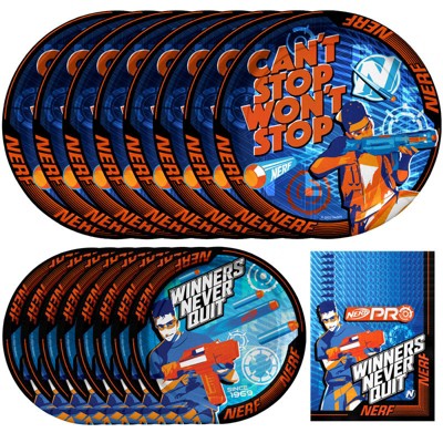 Treasures Gifted Nerf Birthday Party Supplies Tableware Starter Set for 24 Guests