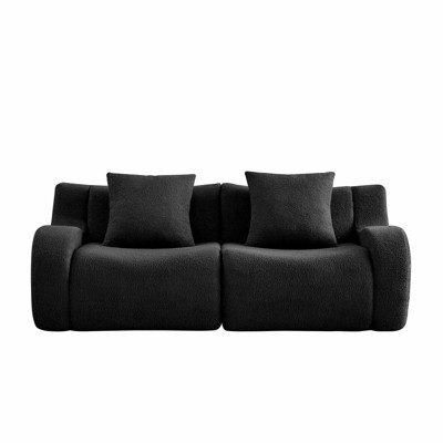 Aukfa Modular Teddy Fabric Sofa,Convertible Modular Sectional Sofa Set with 2 Ottomans, 2-Seats Soft Boneless Design for Living Room