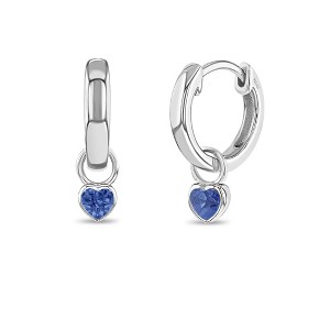 Girl's CZ Birthstone Heart Screw Back Sterling Silver Earrings - In Season Jewelry - 1 of 4