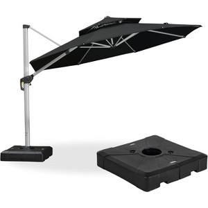 PURPLE LEAF 10/11/12/13ft Outdoor Patio Cantilever Umbrella with Base Offset Umbrella 360 Degree Rotation Round Umbrella for Deck Pool Garden - 1 of 4