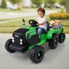 Costway 24V Ride On Tractor for Kids with Detachable Trailer Remote Control Music Green/Pink/Red/Dark Green - 2 of 4