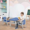 Qaba 3-Piece Kids Table and Chair Set Writing Desk with Armrest, Storage Space for Toddler Activities - 3 of 4