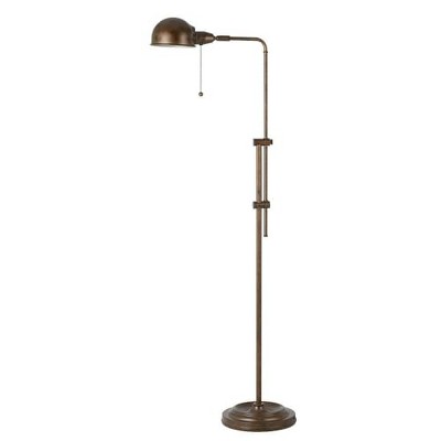 Adjustable Bronze Pharmacy Floor Lamp with Pull Chain Switch