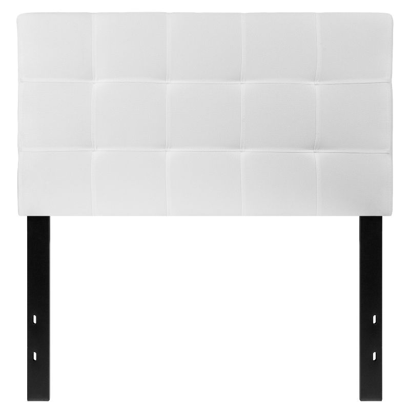 Emma and Oliver Quilted Tufted Upholstered Twin Size Headboard in White Fabric, 1 of 7
