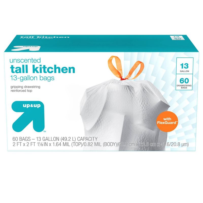 FlexGuard Tall Kitchen Drawstring Trash Bags - Unscented - 13 Gallon - up & up™, 3 of 6