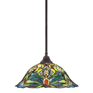 Toltec Lighting Any 1 - Light Pendant in  Dark Granite with 19" Kaleidoscope Art Glass Shade - 1 of 1