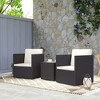 Resenkos Folding Wicker Bistro Set, Cushions and Glass Coffee Table for Porch, Balcony, - 3 of 4