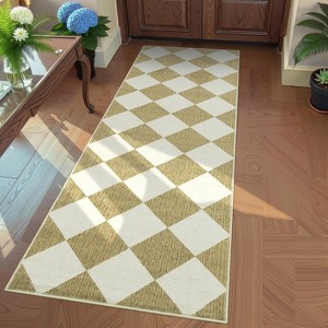 Coucheta Washable Checkered Area Rug, Non-Slip & Stain Resistant, Modern Geometric Plaid Carpet for Bedroom, Living Room, Hallway, Dining & Nursery - 1 of 4