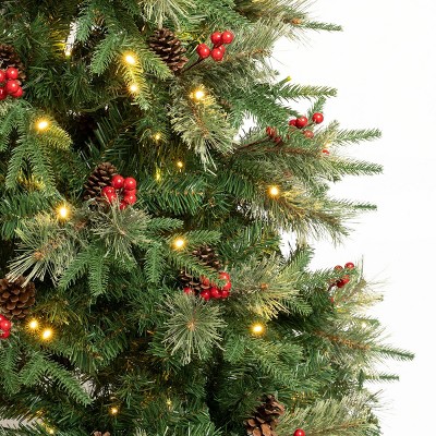 6' Green Virginia Pine Artificial Christmas Tree with Warm White LED Lights