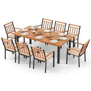 Tangkula 9 PCS Patio Dining Set w/ Soft Cushions and 1.9" Umbrella Hole for Garden - 1 of 4