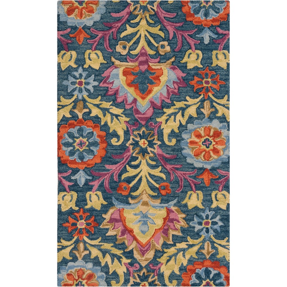 3'x5' Jesse Floral Hooked Rug Blue/Multi - Safavieh