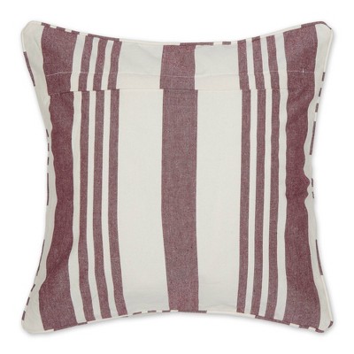 Burgundy and White Striped Cotton Euro Pillow Covers, Set of 2