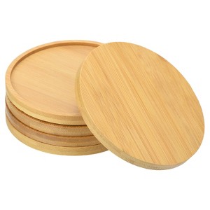 Unique Bargains Home Indoor Bamboo Round Planter Saucer Flower Drip Plant Trays Natural Color - 1 of 4