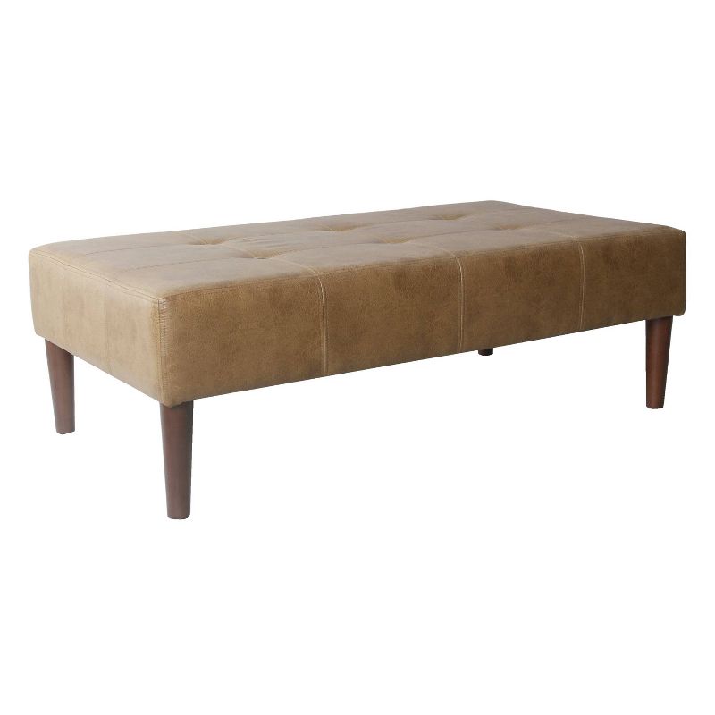 Tufted Coffee Table Ottoman Faux Leather Light Brown - HomePop, 2 of 10