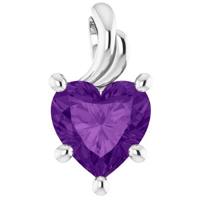 Pompeii3 7mm Amethyst Women's Heart Pendant in 14k Gold Necklace 5mm Tall