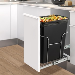 Under Cabinet Pull Out Trash Can Holder,Under Kitchen Sink Waste Container Slide Out Shelf for 30 Liter Recycling Bin, Trash Can Not Included - 1 of 4