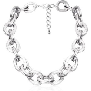 Chunky Choker Necklace Gold Cuban Link Chain Double O Link Necklaces Punk Hip-hop Jewelry for Women - 1 of 4