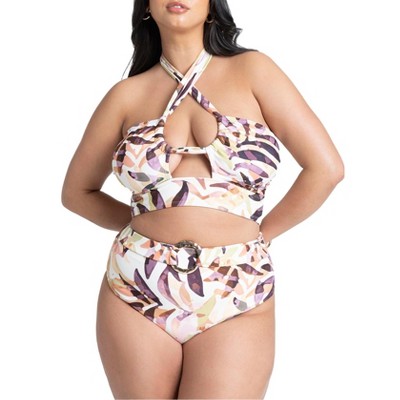 ELOQUII Women's Plus Size Belted Bikini Bottom
