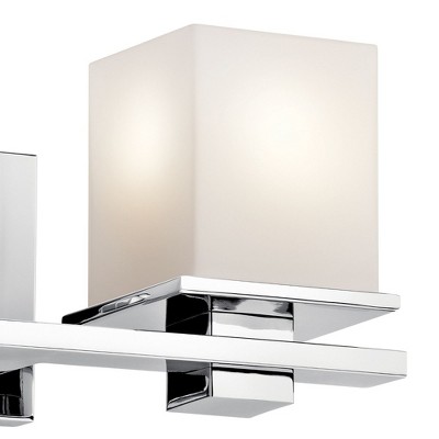 Tully 15" Chrome Vanity Light with Satin Etched Glass Shades