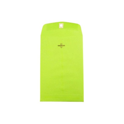 JAM Paper 6 x 9 Open End Catalog Colored Envelopes with Clasp Closure Ultra Lime Green 10/Pack