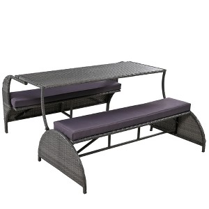 CLIHOME Outdoor Loveseat and Convertible to Four Seats, Suitable for Gardens and Lawns - 1 of 4