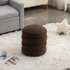 VisioGear Round Ottoman, Soft Velvet Round Ottoman Footrest Stool for Living Room, Brown, 16.93"*16.93"*18.5" - 4 of 4