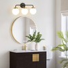 POWLIG 22.44-in 3-Light Black&Gold Bathroom Light Fixtures Over Mirror Vanity Lighting with Milk White Glass Globe Shades - 3 of 4