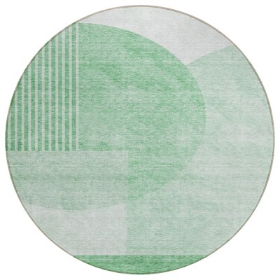 Green And Mint Green Geometric Washable Indoor Outdoor Area Rug