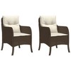 vidaXL Patio Chairs with Cushions 2 pcs Brown Poly Rattan - 2 of 4