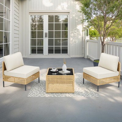Buenhomino Patio Furniture Set – Outdoor Sectional Wicker Sofa with Cushions, All-Weather PE Rattan Conversation Set for Garden, Balcony & Poolside