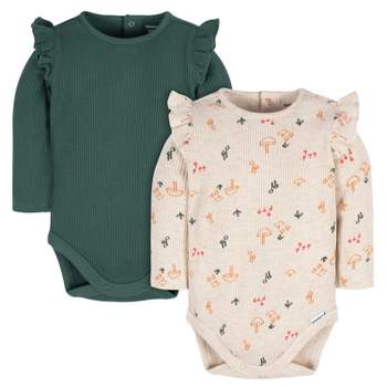 Gerber Baby Girls' Ruffle Long Sleeve Onesies® Bodysuits - 2-Pack