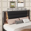Queen Size Upholstered Platform Bed with LED Light Strips and Sparkling Shiny Decoration - 3 of 4