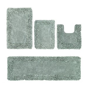 Shaggy Border Collection 4-Piece Bath Rug Set 100% Cotton Tufted Weave Ruffle Border Pattern Bathroom Rug for Machine Washable Bathmat - 1 of 4